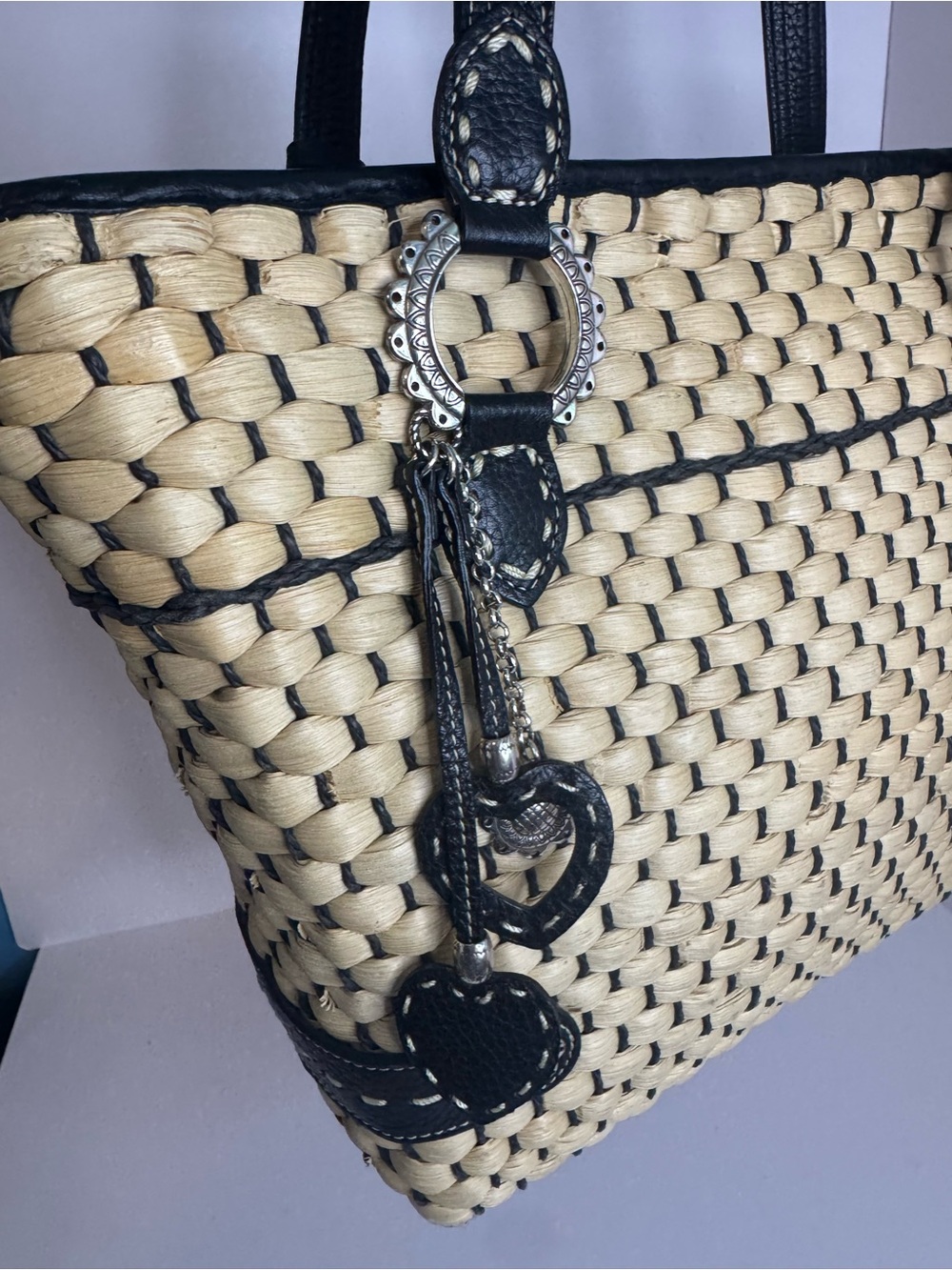 #388 Brighton Straw Shoulder Bag w/ Charms - Picture 3 of 16